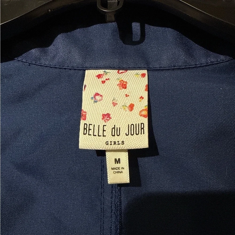 3/$20 Belle du Jour Girls Navy Blue Hooded Jacket Sequin Accents Size‎ M